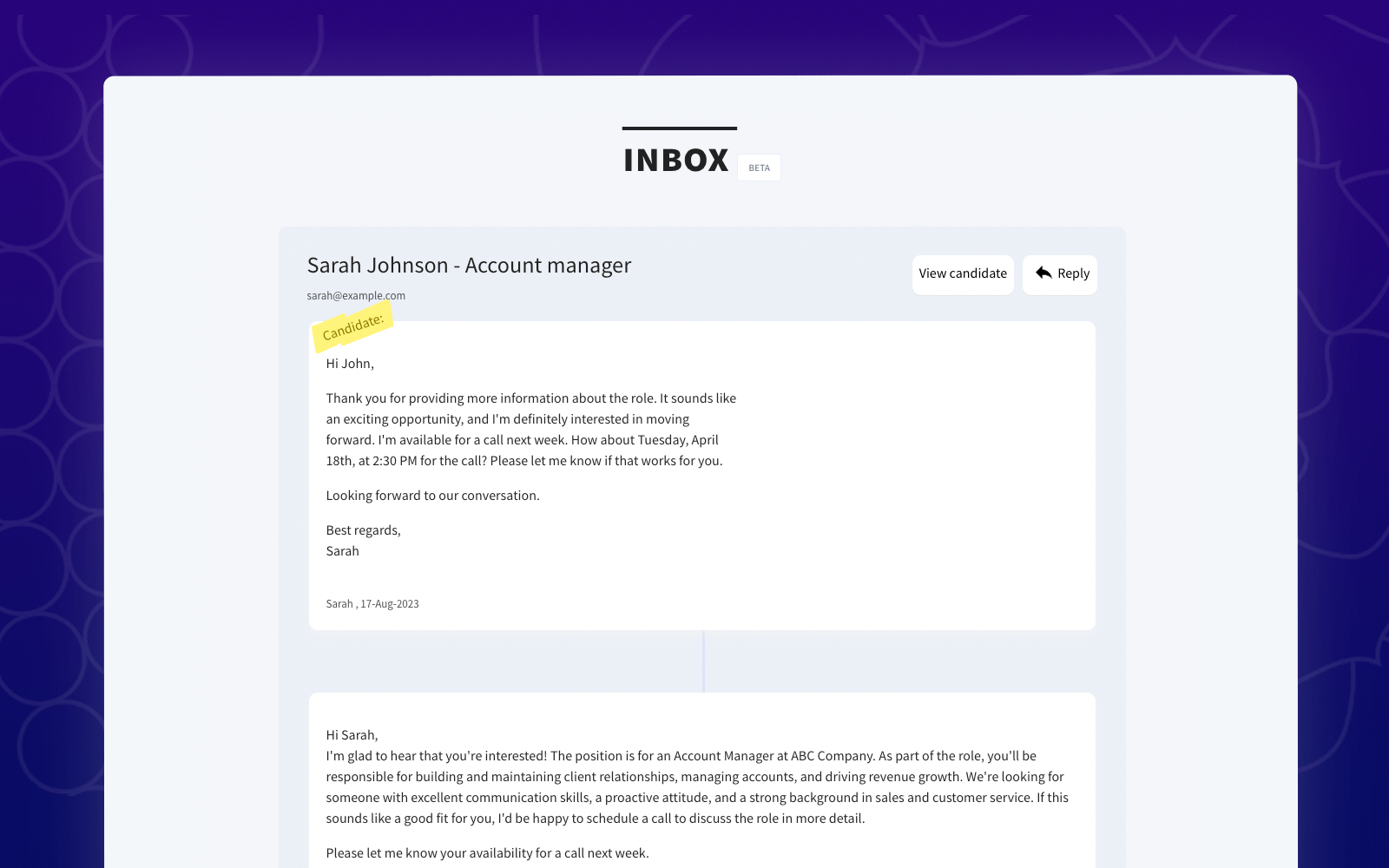 candidate video interview
