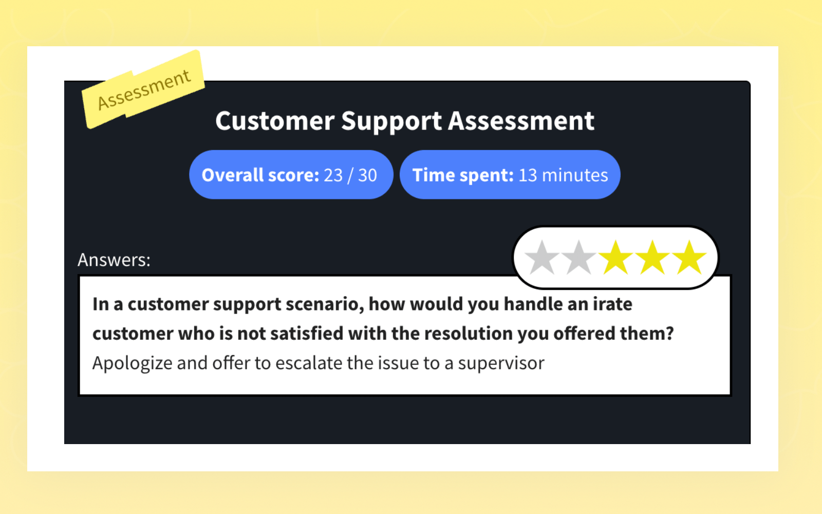 View assessments score